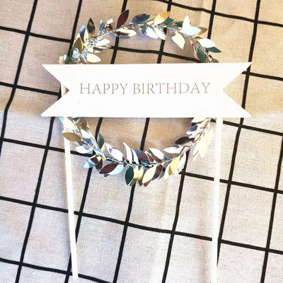 Naujas putojantis girlianda Happy Birthday torto dangtelis „pasidaryk pats“ Rožinio aukso vaikų vakarėliui skirtas pyragas, skirtas Baby Shower Torto deserto dekoravimui