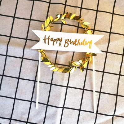 Naujas putojantis girlianda Happy Birthday torto dangtelis „pasidaryk pats“ Rožinio aukso vaikų vakarėliui skirtas pyragas, skirtas Baby Shower Torto deserto dekoravimui