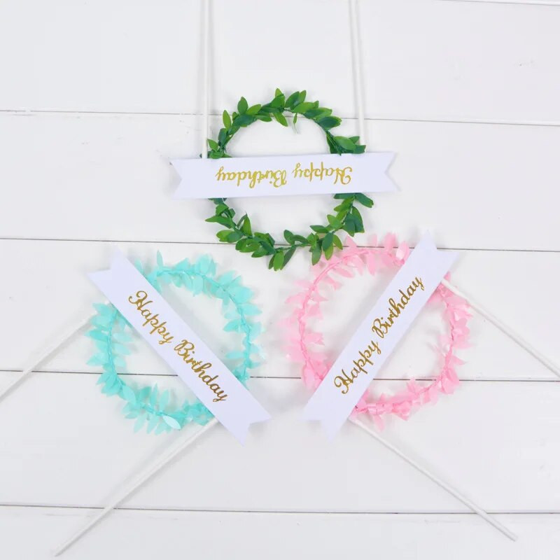 Naujas putojantis girlianda Happy Birthday torto dangtelis „pasidaryk pats“ Rožinio aukso vaikų vakarėliui skirtas pyragas, skirtas Baby Shower Torto deserto dekoravimui