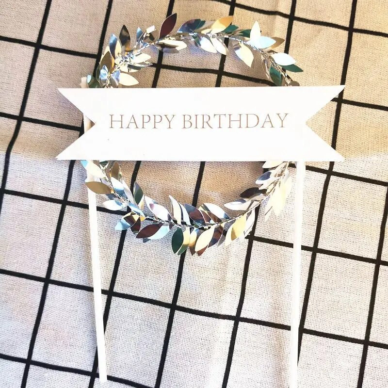 Naujas putojantis girlianda Happy Birthday torto dangtelis „pasidaryk pats“ Rožinio aukso vaikų vakarėliui skirtas pyragas, skirtas Baby Shower Torto deserto dekoravimui