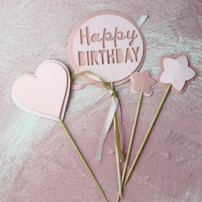 1 vaivorykštės žvaigždžių rinkinys mėnulio gimtadienio tortas Topper Happy Birthday Torto puošmena Top vėliavėlės kūdikių krikšto tortui Kepimo reikmenys