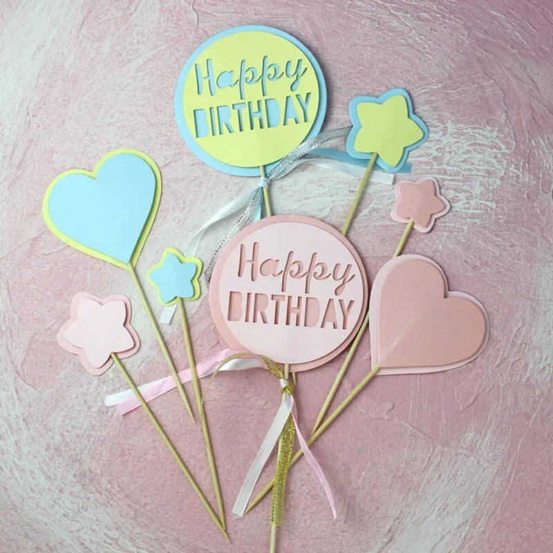 1 vaivorykštės žvaigždžių rinkinys mėnulio gimtadienio tortas Topper Happy Birthday Torto puošmena Top vėliavėlės kūdikių krikšto tortui Kepimo reikmenys