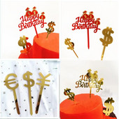 Gimtadienio kepimo torto puošmena gražus pinigų maišelis su gimtadieniu akrilinis torto įdėklas Baby Shower „Pasidaryk pats“ vakarėlis torto viršutinis įdėklas Fla