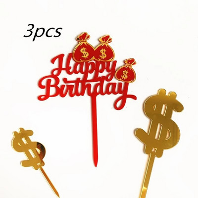 Gimtadienio kepimo torto puošmena gražus pinigų maišelis su gimtadieniu akrilinis torto įdėklas Baby Shower „Pasidaryk pats“ vakarėlis torto viršutinis įdėklas Fla