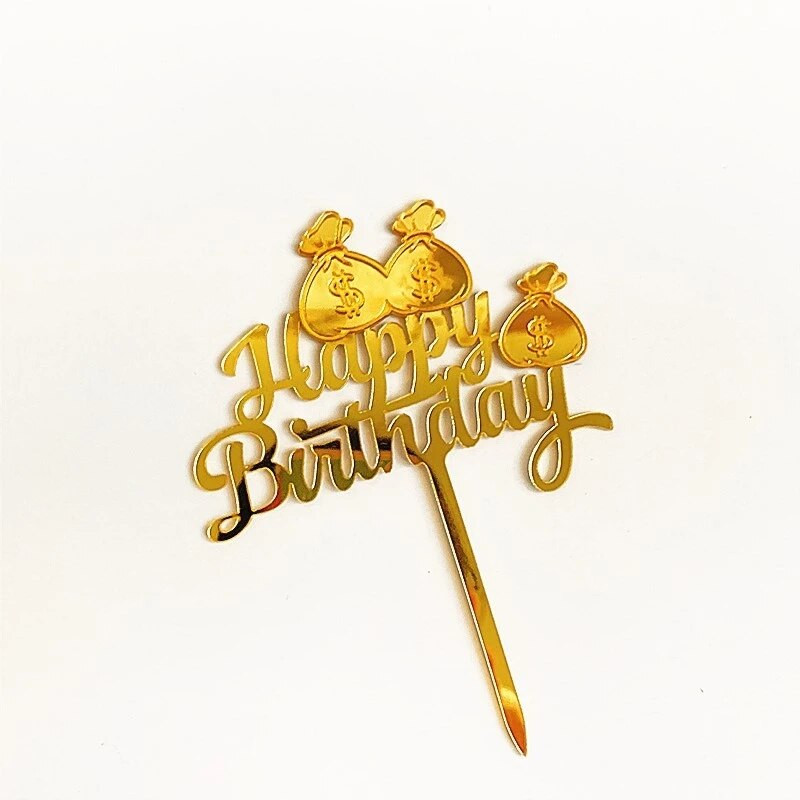 Gimtadienio kepimo torto puošmena gražus pinigų maišelis su gimtadieniu akrilinis torto įdėklas Baby Shower „Pasidaryk pats“ vakarėlis torto viršutinis įdėklas Fla