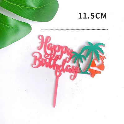 Καλοκαιρινή παραλία γενεθλίων Cake Topper Ροζ χρυσό ακρυλικό χαρούμενα γενέθλια τούρτα σημαίες διακόσμηση επιδόρπιο Boy girl Party Προμήθειες ψησίματος