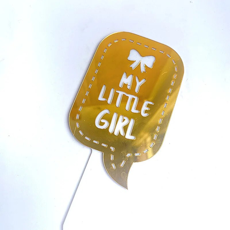 Naujas berniuko mergaitės gimtadienio vakarėlio pyragas Rožinis auksinis akrilas su gimtadieniu Keksiukų pyragaičių tortų vėliavėlės, skirtos kūdikio vakarėlio dekoravimui