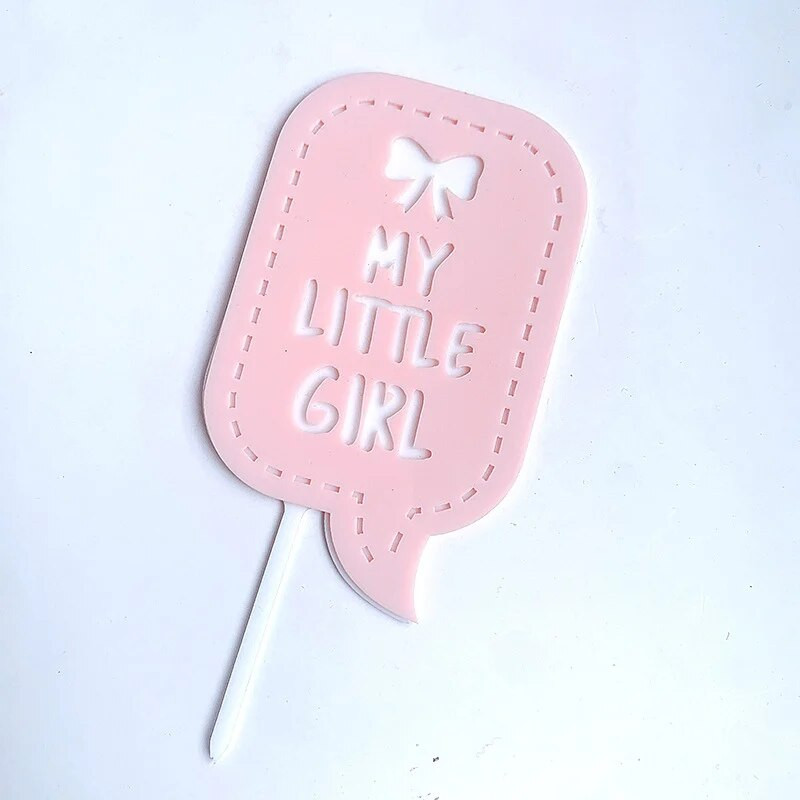 Naujas berniuko mergaitės gimtadienio vakarėlio pyragas Rožinis auksinis akrilas su gimtadieniu Keksiukų pyragaičių tortų vėliavėlės, skirtos kūdikio vakarėlio dekoravimui