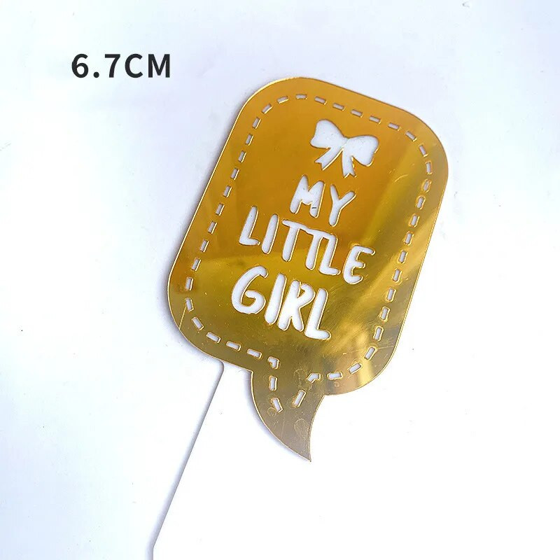 Naujas berniuko mergaitės gimtadienio vakarėlio pyragas Rožinis auksinis akrilas su gimtadieniu Keksiukų pyragaičių tortų vėliavėlės, skirtos kūdikio vakarėlio dekoravimui