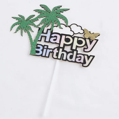 ins Vasaros paplūdimio vakarėlis Cake Topper Kids Happy Gimtadienio tortas vėliavėlės dekoravimas Jūros tema gimtadienio vakarėlis cupcake Toppers reikmenys