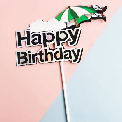 ins Vasaros paplūdimio vakarėlis Cake Topper Kids Happy Gimtadienio tortas vėliavėlės dekoravimas Jūros tema gimtadienio vakarėlis cupcake Toppers reikmenys