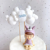 Παιδικό πάρτι γενεθλίων Cake Topper διακόσμηση κοριτσιού αγόρι μωρό γούνινο μπαλάκι Cake Topper baby bath πάρτι γενεθλίων διακόσμηση επιδόρπιο