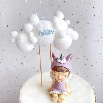 Decor pentru petrecere de aniversare pentru copii Cake Topper fetiță băiat minge de blană Cake Topper baie pentru bebeluș decorare desert pentru petrecere