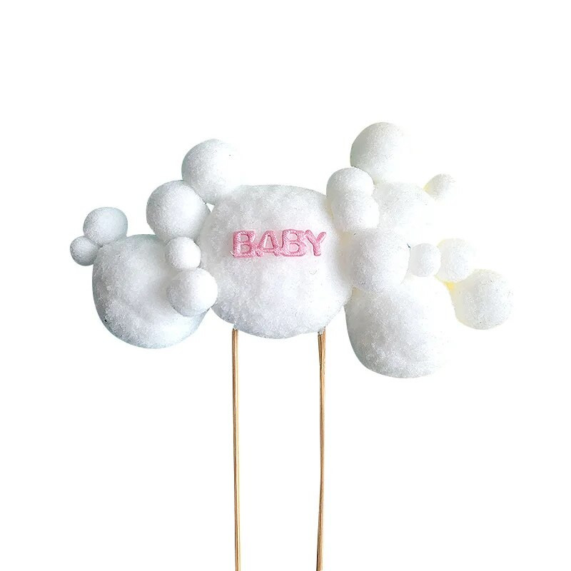 Vaikų gimtadienio šventė Cake Topper dekoracija mergaitei berniukui kūdikiui kailiniai kamuoliukai Cake Topper kūdikių vonios gimtadienio šventės deserto dekoracija