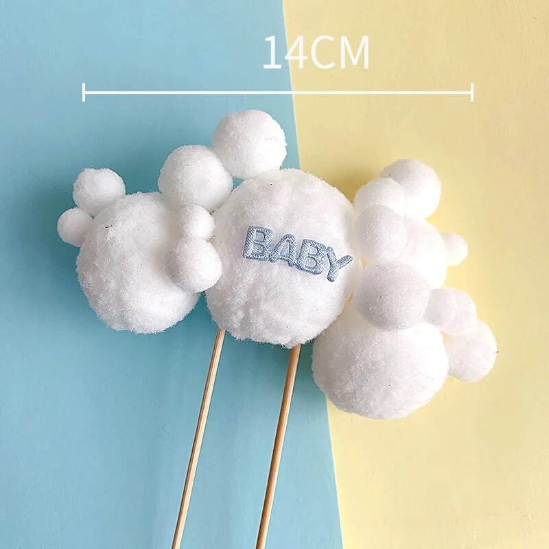 Vaikų gimtadienio šventė Cake Topper dekoracija mergaitei berniukui kūdikiui kailiniai kamuoliukai Cake Topper kūdikių vonios gimtadienio šventės deserto dekoracija