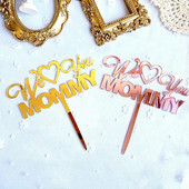 I love mom Cake Topper Ακρυλικό Rose Gold Cupcake Topper Flags για τη γιορτή της μητέρας Γενέθλια Baby Shower Cake Decorations Supplies
