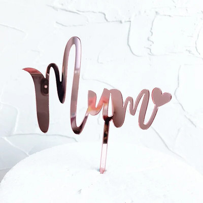 I love mom Cake Topper Ακρυλικό Rose Gold Cupcake Topper Flags για τη γιορτή της μητέρας Γενέθλια Baby Shower Cake Decorations Supplies