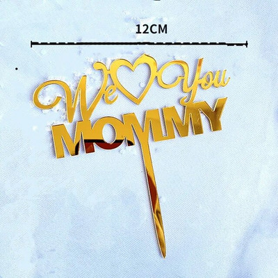 I love mom Cake Topper Ακρυλικό Rose Gold Cupcake Topper Flags για τη γιορτή της μητέρας Γενέθλια Baby Shower Cake Decorations Supplies