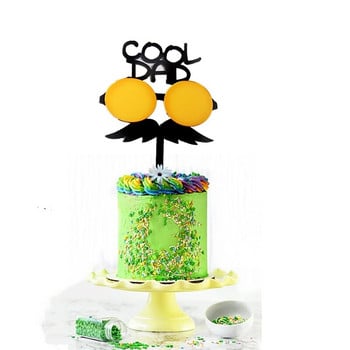 Обикновени букви DAD Birthday Cake Topper Black Golden Честит рожден ден Акрилни топери за торта за Ден на бащата Декорации за подарък за парти
