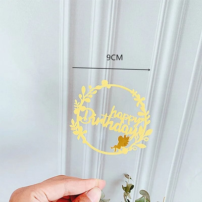 Akrilinis vestuvinio torto galvos apdangalas Apvali girlianda/Angelo torto viršus Happy Birthday Party Cake Top Flags Vakarėlio torto papuošimas