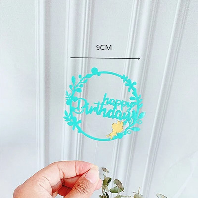 Akrilinis vestuvinio torto galvos apdangalas Apvali girlianda/Angelo torto viršus Happy Birthday Party Cake Top Flags Vakarėlio torto papuošimas