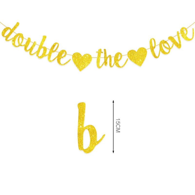 3M Auksinė meilės širdis, dviguba meilės blizgučiai, gėlė, vestuvių pasiūlymas Valentino dienos vakarėlio fone kabanti reklamjuostės puošmena