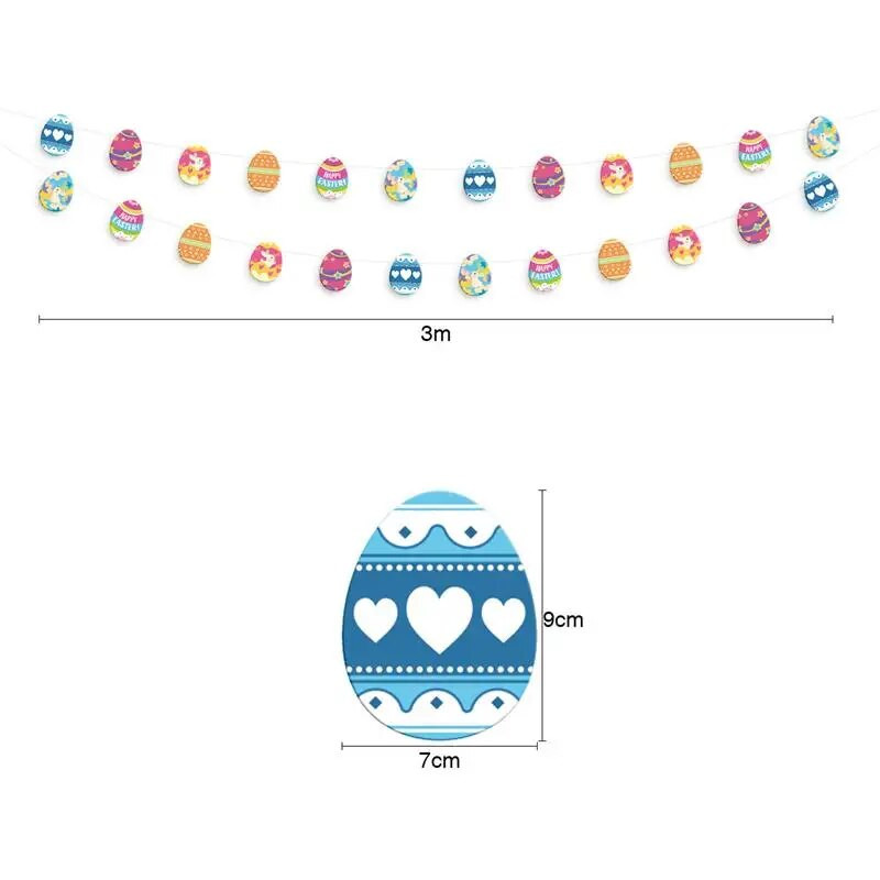 3M Velykų kiaušinių traukimo vėliava Vakarėlio reikmenys Kiaušinio lukšto girlianda Mokyklos klasės Svetainės dekoravimas Kabantys reklamjuostės Dekoracijos