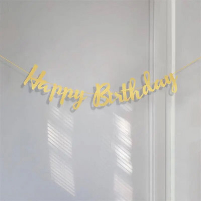 „Ins Wind“ vakarėlio dekoracija su gimtadieniu Auksinė štampavimo juosta Dekoratyvinė puošmena, skirta pakabinti vėliavėles per pirmąjį kūdikio gimtadienį