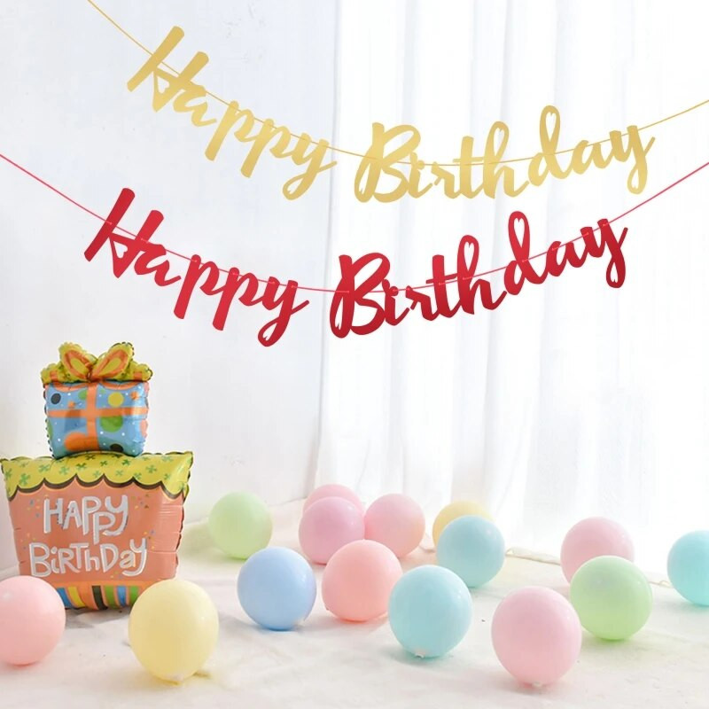 „Ins Wind“ vakarėlio dekoracija su gimtadieniu Auksinė štampavimo juosta Dekoratyvinė puošmena, skirta pakabinti vėliavėles per pirmąjį kūdikio gimtadienį