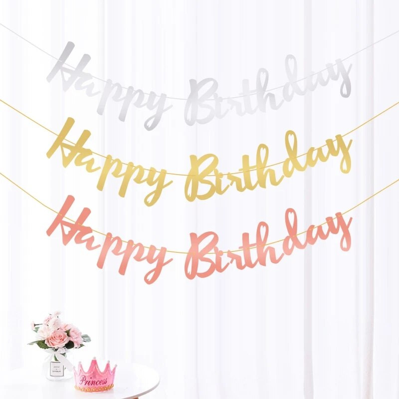 „Ins Wind“ vakarėlio dekoracija su gimtadieniu Auksinė štampavimo juosta Dekoratyvinė puošmena, skirta pakabinti vėliavėles per pirmąjį kūdikio gimtadienį