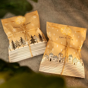 24 комплекта ретро крафт хартиени торби Дядо Коледа Елк Весела Коледа Подаръчни торби Коледно парти Чанти за бонбони Консумативи за опаковане на бисквитки