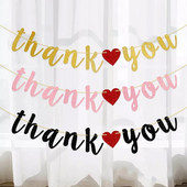 Προμήθειες διακόσμησης πάρτι Thank You Sparkling Pink Garland Banner Διακοσμητικά είδη για κρεμασμένα κουλούρια στο πάρτι των ευχαριστιών