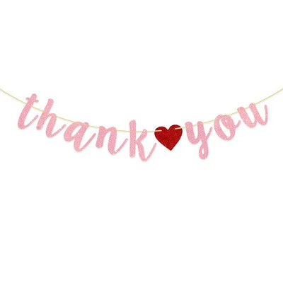 Προμήθειες διακόσμησης πάρτι Thank You Sparkling Pink Garland Banner Διακοσμητικά είδη για κρεμασμένα κουλούρια στο πάρτι των ευχαριστιών
