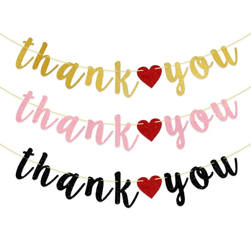 Vakarėlio dekoravimo reikmenys Dėkojame spindinčios rožinės girliandos reklamjuostės Dekoratyviniai daiktai, skirti pakabinti skruostą Padėkos vakarėlyje