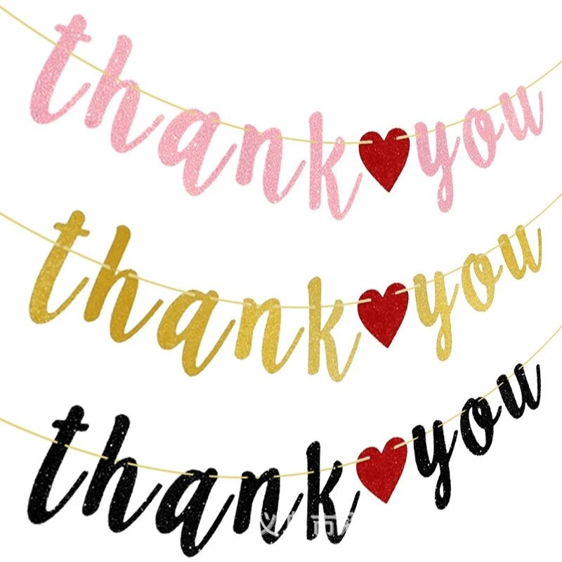 Vakarėlio dekoravimo reikmenys Dėkojame spindinčios rožinės girliandos reklamjuostės Dekoratyviniai daiktai, skirti pakabinti skruostą Padėkos vakarėlyje