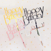 Happy Birthday Cake Topper Acrylic Rose Gold Birthday Cake Toppers Party Supplies for Baby Shower Cake Διακοσμήσεις Παιδικά Γενέθλια