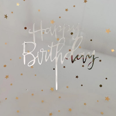 Happy Birthday Cake Topper Acrylic Rose Gold Birthday Cake Toppers Party Supplies for Baby Shower Cake Διακοσμήσεις Παιδικά Γενέθλια