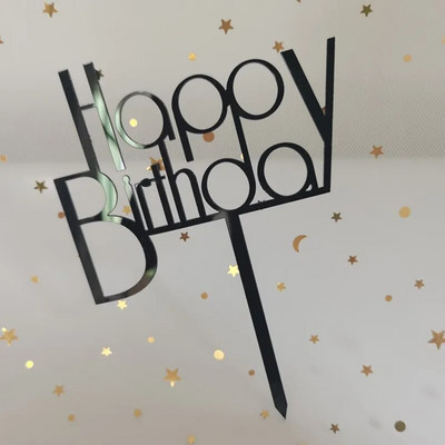 Happy Birthday Cake Topper Acrylic Rose Gold Birthday Cake Toppers Party Supplies for Baby Shower Cake Διακοσμήσεις Παιδικά Γενέθλια