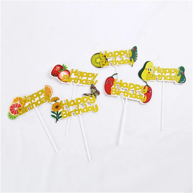 Naujas Blizgusis vaisius su gimtadieniu torto kepurėlis oranžinis kivių gimtadienio pyrago pyragas vaikams skirtas torto kepimo dekoras