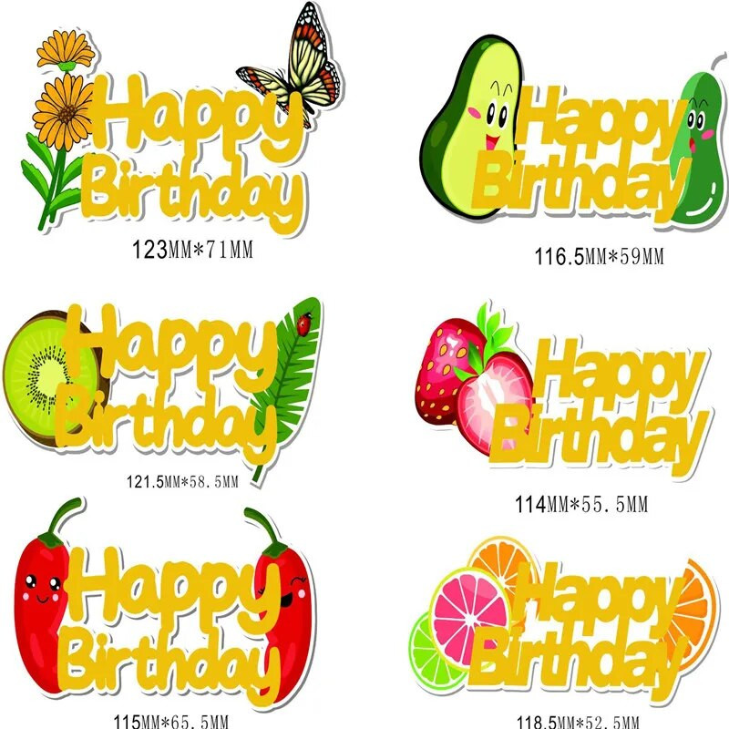 Naujas Blizgusis vaisius su gimtadieniu torto kepurėlis oranžinis kivių gimtadienio pyrago pyragas vaikams skirtas torto kepimo dekoras