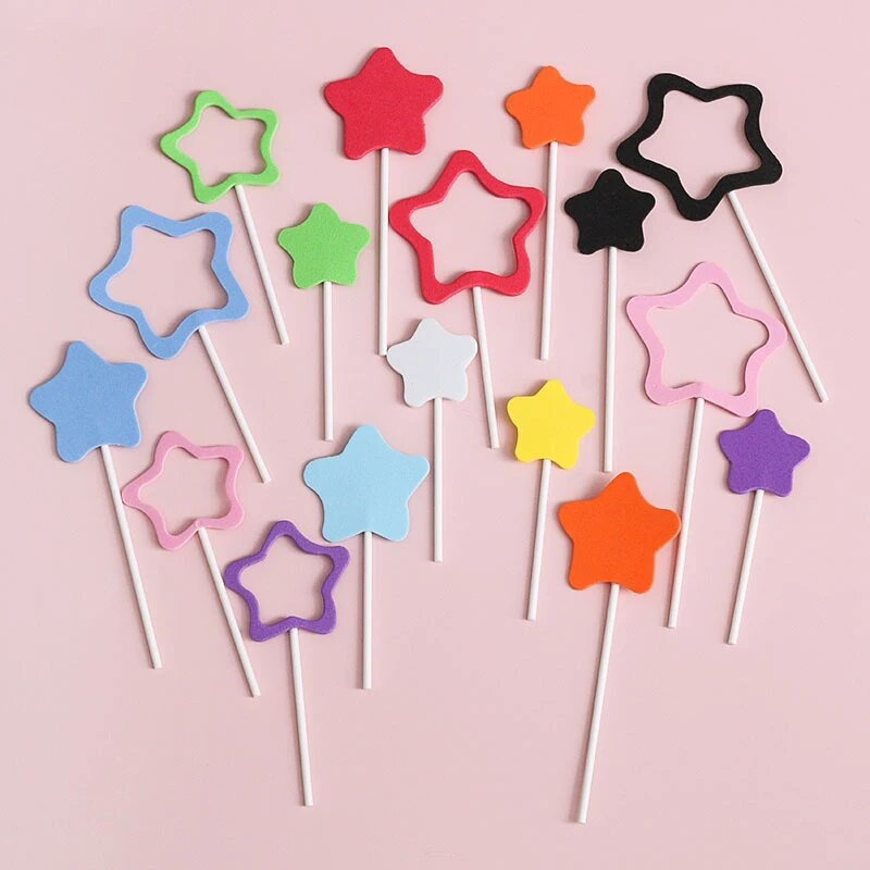 8 vnt. Pentagramos su gimtadieniu torto kepuraitės, skirtos vaikų gimtadienio vakarėliui, dovanoms skirtos keksų keptuvės, skirtos kūdikių vakarėliui, tortų desertų dekoravimui