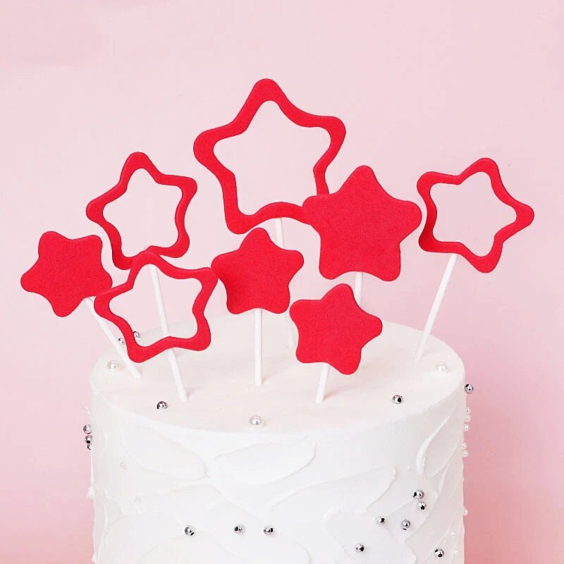 8 vnt. Pentagramos su gimtadieniu torto kepuraitės, skirtos vaikų gimtadienio vakarėliui, dovanoms skirtos keksų keptuvės, skirtos kūdikių vakarėliui, tortų desertų dekoravimui