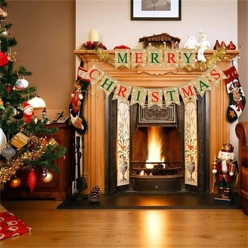 Kalėdų puošmena Snaigės Linksmų Kalėdų Kregždutės Vėliava Vaikų Kalėdų Šeimos Vakarėlis Pakabinamas snaigių reklamjuostės dekoras