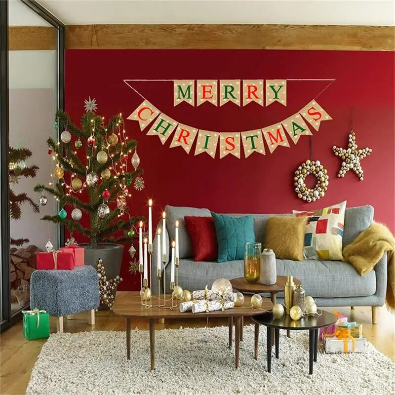 Kalėdų puošmena Snaigės Linksmų Kalėdų Kregždutės Vėliava Vaikų Kalėdų Šeimos Vakarėlis Pakabinamas snaigių reklamjuostės dekoras