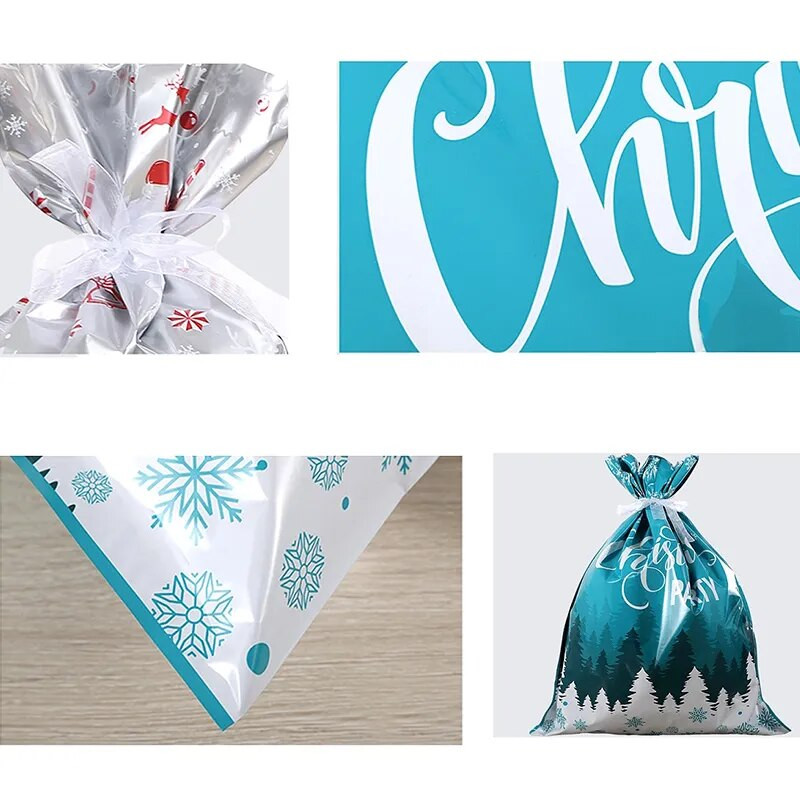 5 vnt. dovanų maišelis, kalėdinis papuošimas, 2023 m. sutraukiami dovanų maišeliai, skirti saldainiams, sausainiams, animacinių filmų pakuotėms, plastikiniams maišeliams, vakarėliams