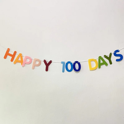 Ins Style Happy Birthday Flag Banner Baby`s Birthday Happy 100 Days Baby Shower First Year Κρεμαστό Διακοσμητικό γιρλάντα με σημαία