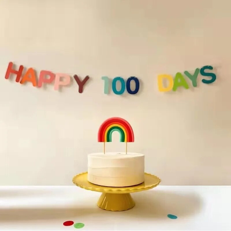 Ins Style Su gimtadieniu Vėliavos reklamjuostė Kūdikio gimtadienio proga Su 100 dienų pirmųjų metų kūdikio dušas Kabanti vėliava girliandos papuošimas