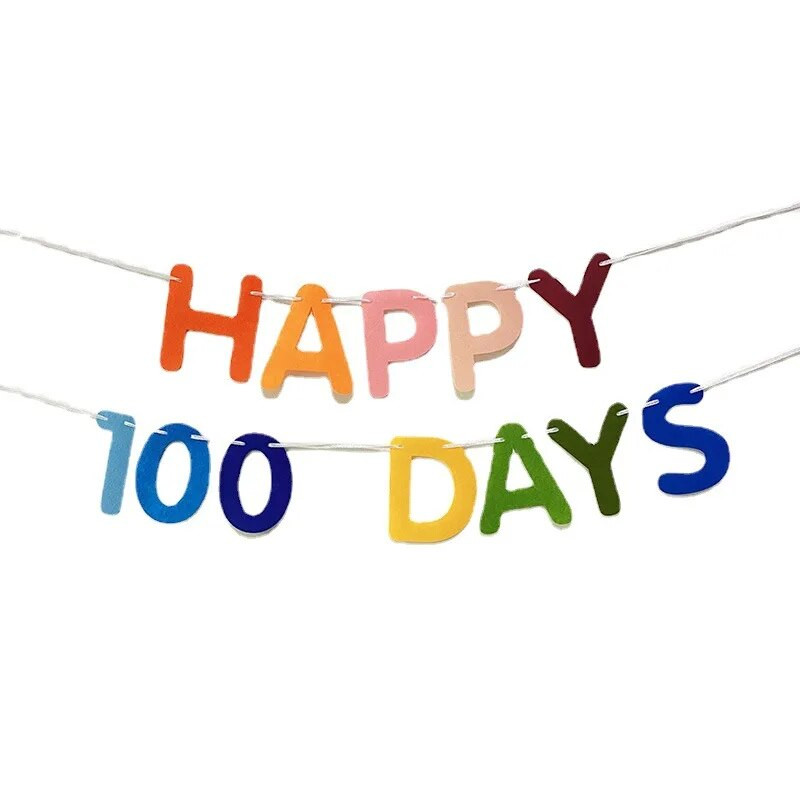 Ins Style Su gimtadieniu Vėliavos reklamjuostė Kūdikio gimtadienio proga Su 100 dienų pirmųjų metų kūdikio dušas Kabanti vėliava girliandos papuošimas