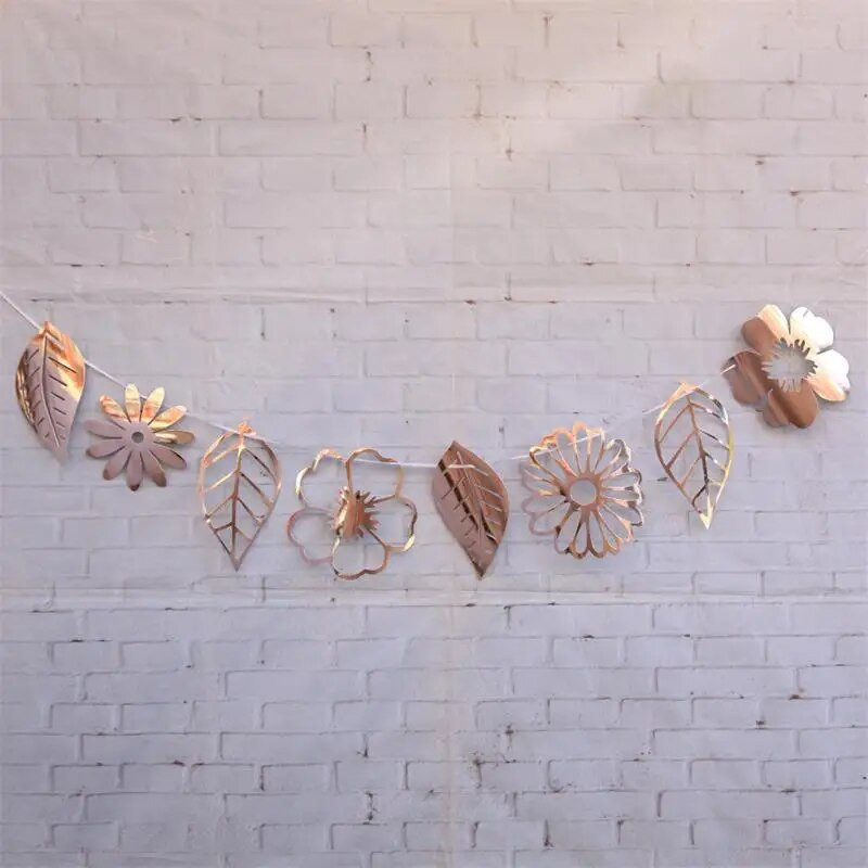 2MG Aukso ir sidabro veidrodinis paviršius ištuštintas gėlių ir lapų vėliava, vestuvių gimtadienio vakarėlis, pakabinamas girliandos sieninis ekranas „pasidaryk pats“