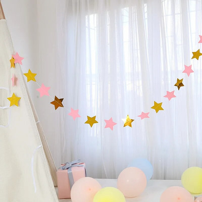 Ins Creative 4M Penkiakampė žvaigždės vėliava apvali žvaigždutė Popierinės girliandos Reklamjuostė Gimtadienio fonas Sienų papuošalai Styginių vėliava Par